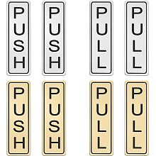 OLYCRAFT 4 Pairs 8Pcs ABS Push Pull Door Sign Stickers 1.5"x5" Back Self-Adhesive Vertical Push Pull Door Sign Stickers for Business Stores Cafes Shops - Gold & White