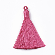 Honeyhandy Polyester Tassel Big Pendants Decoration, Deep Pink, 80~90x8.5~9mm, Hole: 4x6mm