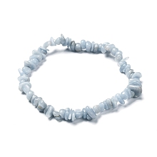 Honeyhandy Natural Angelite Chips Beads Stretch Bracelets, Inner Diameter: 2-1/8 inch(5.5cm)