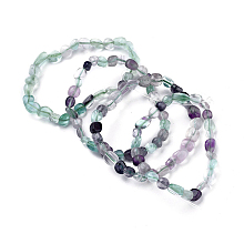 Honeyhandy Natural Fluorite Bead Stretch Bracelets, Tumbled Stone, Nuggets, Inner Diameter: 2~2-1/4 inch(5.2~5.6cm)