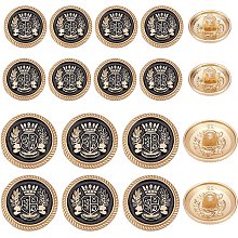 OLYCRAFT 80Pcs Metal Blazer Buttons Crown Badge Alloy Flat Round Buttons 15mm 20mm Antique Suits Button Set for Sewing Blazer, Suits, Coats, Uniform and Jacket - Matte Rose Gold & Black