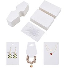 PandaHall Elite 400 pcs Jewelry Display Kit, 100 pcs Paper Necklace NULL 100 Earring Packaging Holder Cards 200 pcs Clear Plastic Earring Backs for Earing Jewelry Findings, White