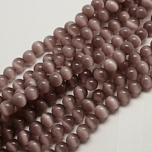 Arricraft Cat Eye Beads, Round, Rosy Brown, 8mm, Hole: 1mm, about 15.5 inches/strand, about 49pcs/strand