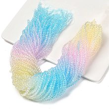 Transparent Painted Glass Beads Strands, Faceted, Rondelle, Colorful, 4.5x3.6mm, Hole: 0.8mm, about 120pcs/strand, 16.54''(42cm)