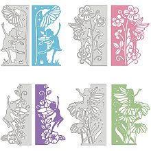 GLOBLELAND 4pcs Fairy Lace Edge Border Metal Cutting Dies Template Molds with Flower Pattern for DIY Scrapbooking Greeting Cards Making Album Envelope Decoration,Matte Platinum