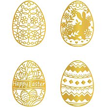 GLOBLELAND 4Pcs Easter Eggs Rabbits Flowers Hot Foil Plate for DIY Foil Paper Embossing Scrapbooking Decor Greeting Cards Making Easter Invitation,Matte Platinum