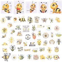 NBEADS 55 Pcs Honey Bee Sticker, Yellow PVC Waterproof Cartoon Decals Scrapbook Stickers Car Decoration Bee Cutouts Stickers for Classroom Bulletin Board, Shower Spring Party Decoration