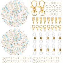 OLYCRAFT 58Pcs Jewelry Chain Beaded Rosary Link Chains 6.5 Feet Glass Rectangle Beaded Link Chains with Alloy Clasps Jump Rings End Chains Brass Snap on Bails for Bracelet Necklace Jewelry Making