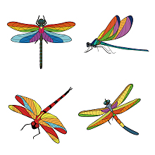 GORGECRAFT 4PCS 6.3”Dragonfly Window Clings Static Bird Glass Sliding Door Sticker Anti Collision Decals Waterproof Vinyl Film Bedroom Bathroom Decals for Prevent Stop Birds Dogs Pets Strikes