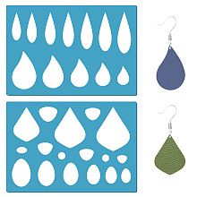 GORGECRAFT Acrylic Earring Handwork Template, Card Leather Cutting Stencils, Deep Sky Blue, Teardrop Pattern, 130x90x2mm, 2pcs/set