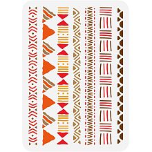 FINGERINSPIRE Mudcloth Elements Pattern Stencil 8.3x11.7inch Tribal Borders Drawing Template African Boho Floral Frame Stencils for Painting on Wood Wall Fabric Paper Furniture