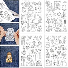 GLOBLELAND 4 Sheets Nativity Pattern Water Soluble Embroidery Hand Sewing Stabilizers for Fabric Stitch Practice Embroidery Stickers Wash Away Stabilizers for Embroidery Beginners Lovers