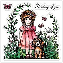 GLOBLELAND Retro Figures Clear Stamps for DIY Scrapbooking Dog Silicone Clear Stamp Seals Transparent Stamps for Cards Making Photo Album Journal Home Decoration