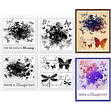 GLOBLELAND 4Pcs Mini Butterflies Stains Background Clear Stamps for DIY Scrapbooking Dragonflies Bees Background Silicone Clear Stamp Seals Transparent Stamps for Cards Making Journal Decoration