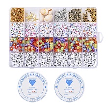 Honeyhandy DIY Bracelet Jewelry Making Kits, Including Acrylic Beads, CCB Plastic Beads, Natural Cowrie Shell Beads, Metal Findings, Mixed Color, Beads: 3600pcs