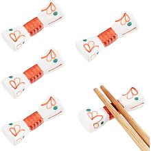 CHGCRAFT 5Pcs Ceramics Chopsticks Rests Pillow Shape with Flower Pattern Porcelain Chopstick Stand Colorful Tableware Kitchen Tools for Spoon Forks Hotel Restaurant Family, 21x63x15mm