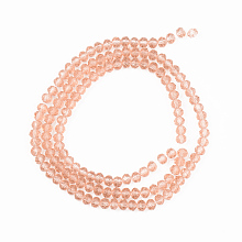 Honeyhandy Glass Beads Strands, Faceted, Rondelle, Salmon, 6x5mm, Hole: 1mm, about 85~88pcs/strand, 16.1~16.5 inch(41~42cm)