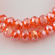 Honeyhandy Electroplate Glass Beads Strands, AB Color Plated, Faceted Rondelle, Orange Red, 3x2mm, Hole: 0.5mm, about 165~170pcs/strand, 16.7 inch