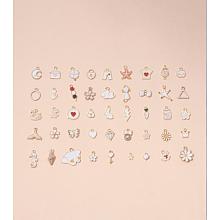 Honeyhandy Alloy Enamel Charms, Light Gold, Mixed Shapes, Light Gold, 45pcs/set