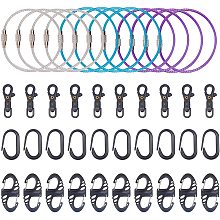 NBEADS 42 Pcs Clasp Sets, with Plastic Double Lock Clips, Dual Spring Wire Gate Snap Hooks, Swivel Lobster Claw Clasps and Stainless Steel Wire Keychain Clasps