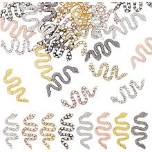 OLYCRAFT 32Pcs 8Style 3D Snake Nail Charms with Rhinestones Alloy Snake Charms for Nails Gold Silver Pink Yellow Rhinestones Flat Back Nail Jewelry Accessories for Women DIY Crafts Nail Art Decoration