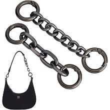 UNICRAFTALE 4Pcs 2 Styles Bag Extender Chains Alloy Purse Chain 95~107mm Gunmetal Shoulder Bag Strap Extender Chains with Spring Gate Rings for Bag Straps Replacement Accessories