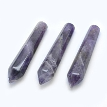 Honeyhandy Natural Amethyst Pointed Beads, Bullet, Undrilled/No Hole Beads, 50.5x10x10mm