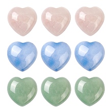 Honeyhandy 3Pcs 3 Style Natural Mixed Gemstone Beads, No Hole/Undrilled, Heart, 25~26x25x10.5~13mm, 1pc/style