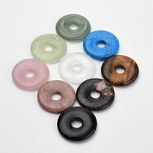 Honeyhandy Natural Gemstone Pendants, Donut/Pi Disc, Donut Width: 11mm, 30x5mm, Hole: 8mm