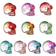 BENECREAT 10 Pcs Crystal Skull Statue Hand Carved Skeleton Head Bone Electroplate K9 Skull Sculpture, Pocket Glass Skull Statue for Home Decoration