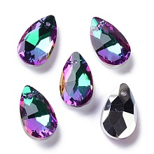 Honeyhandy Faceted Teardrop Glass Pendants, Medium Orchid, 16x9x5mm, Hole: 1mm