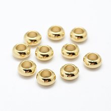 Honeyhandy Brass Spacer Beads, Nickel Free, Rondelle, Raw(Unplated), 8x4mm, Hole: 4mm