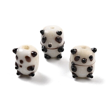 Honeyhandy Handmade Lampwork Beads, Panda, Black, 11~12x8~9x9~11mm, Hole: 1.6~2.4mm