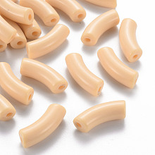 Honeyhandy Opaque Acrylic Beads, Curved Tube, Navajo White, 36x13.5x11.5mm, Hole: 4mm, about 133pcs/500g