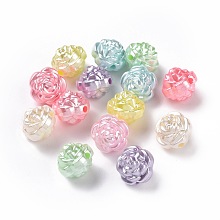 Honeyhandy Imitation Pearl Acrylic Beads, Rose, Mixed Color, 11.5x12x11mm, Hole: 1.8mm, about 819pcs/500g