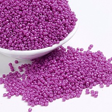 Honeyhandy Baking Paint Glass Seed Beads, Magenta, 12/0, 1.5~2mm, Hole: 0.5~1mm, about 30000pcs/bag