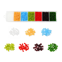 3500Pcs 7 Colors 12/0 Glass Round Seed Beads, Frosted Colours Round Hole Beads, Small Craft Beads, for DIY Jewelry Making, Mixed Color, 2mm, about 500pcs/color