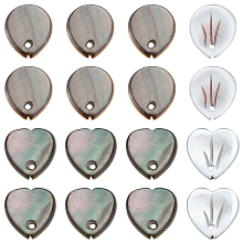 BENECREAT 16 Pcs Black Teardrop Shaped Petal Shell Pendant 2 Styles Natural Petal Pendant Undyed Heart Shaped Black Pendant for Necklace, Diy Jewelry Making 12x11x1.5 mm