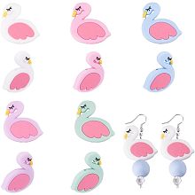 CHGCRAFT 10Pcs 5 Colors Flamingo Silicone Beads Multicolor Pen Beads Silicone DIY Jewellery Silicone Beads Round Spacer Beads for Silicone Beaded Pens Card Holder Making, 30x30x7mm