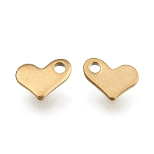 Honeyhandy Ion Plating(IP) 304 Stainless Steel Heart Charms, Chain Extender Teardrop, Golden, 8.5x6.5x1mm, Hole: 1.5mm