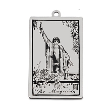 Honeyhandy 201 Stainless Steel Pendants, Laser Engraved Pattern, Tarot Card Pendants, The Magician I, 40x24x1mm, Hole: 2mm