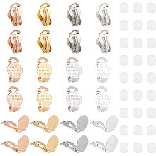 UNICRAFTALE 40pcs 4 Colors Stainless Steel Clip-on Earrings Non Pierced Earrings Hypoallergenic Clip Round Earring with Silicone Earring Pad for Jewelry Making