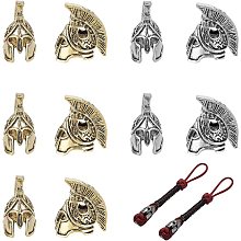 CHGCRAFT 12Pcs 2Colors Spartan Helmet Paracord Knife Beads Silver Alloy Tibetan Helmet Beads Gold Spartan Helmet Beads for DIY Necklace Bracelet Earring Jewelry Making Cord Ends 13.5x24x20.5mm