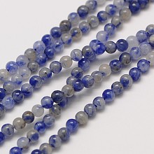 Honeyhandy Natural Gemstone Blue Spot Jasper Round Beads Strands, 2mm, Hole: 0.8mm, about 184pcs/strand, 16 inch