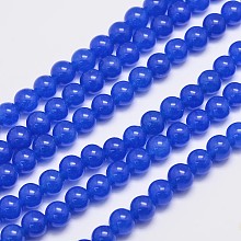 Honeyhandy Natural & Dyed Malaysia Jade Bead Strands, Round, Blue, 8mm, Hole: 1.0mm, about 48pcs/strand, 15 inch