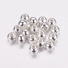 ARRICRAFT Tibetan Style Spacer Beads, Lead Free & Cadmium Free, Round, Silver Color Plated, about 5mm long, 5mm wide, 4mm thick, hole: 1.5mm