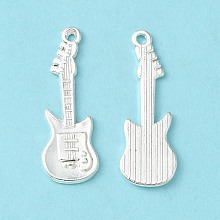 Honeyhandy Tibetan Style Alloy Pendant, Guitar, Lead Free and Cadmium Free, Silver, 31x11x2mm, Hole: 2mm