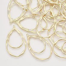 Honeyhandy Alloy  2-Loop Link Pendants, Teardrop, Light Gold, 47.5x28.5x1.5mm, Hole: 1.4mm