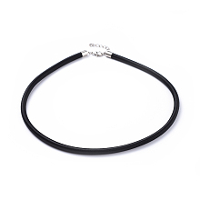 Honeyhandy Silk Necklace Cord, with Brass Lobster Claw Clasp and Extended Chain, Platinum, Black, 18 inch