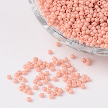 FGB 11/0 Fashion DIY Glass Loose Spacer Seed Beads, Baking Paint, Round, Dark Salmon, 2x1.5mm, Hole: 0.7mm, about 3000pcs/50g